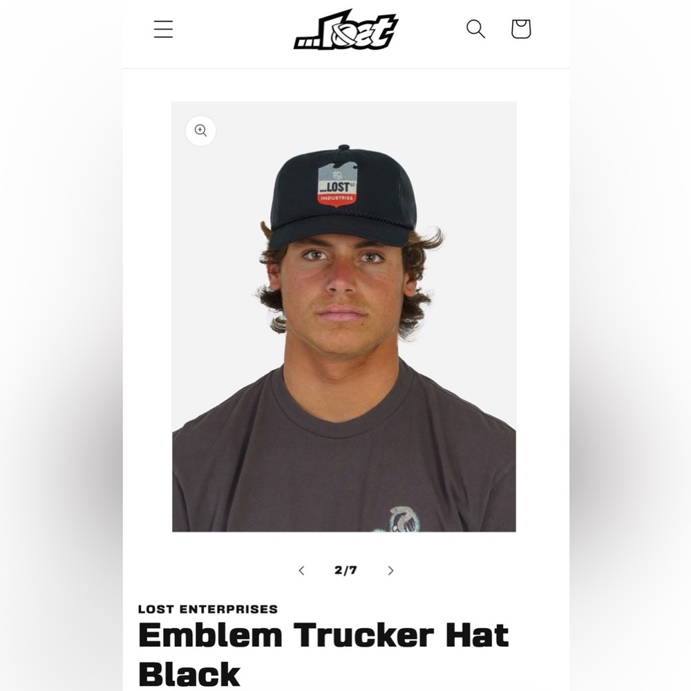 NWT LOST ENTERPRISES
Emblem Trucker Hat Black